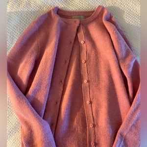 Light pink button up cardigan.